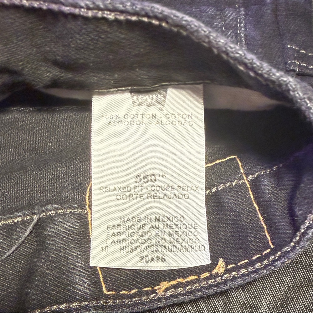 Levi's Kids 550 Black Straight Jeans 10H 30W 26L - Picture 3 of 7
